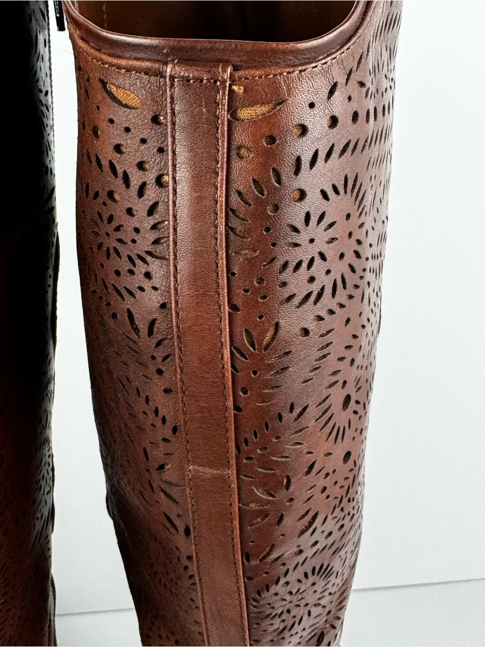 Gianni Bini Brown Knee-High Wide Calf Leather Riding Boots